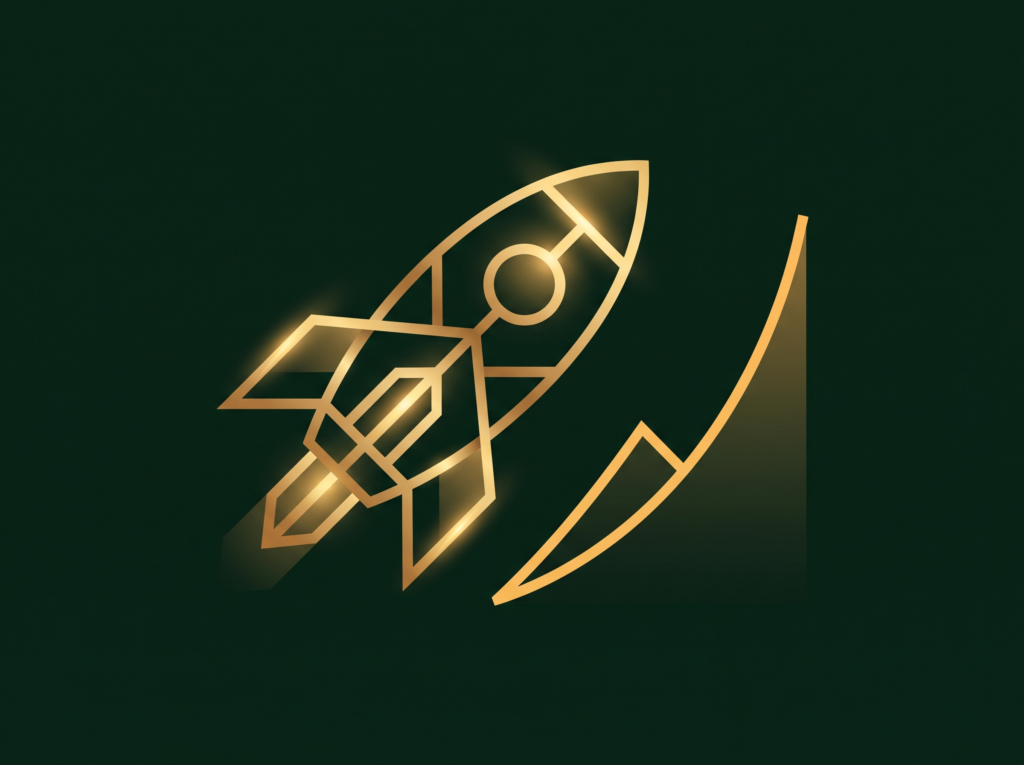 Abstract startup growth illustration in Four Pillar Marketing's pine and gold brand style